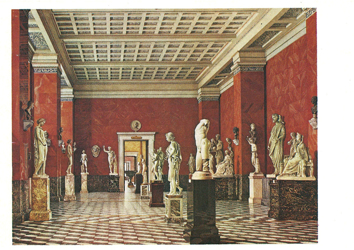 Новый Эрмитаж. Зал греческой скульптуры, перспектива в сторону вестибюля. 1853